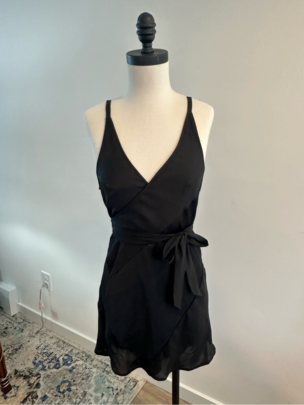 Free People Black Wrap Mini Dress